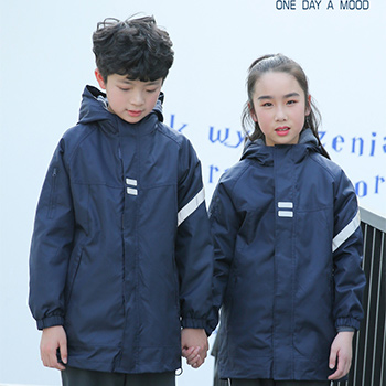 中小學生沖鋒衣校服春秋裝男女童三件套兒  高亮